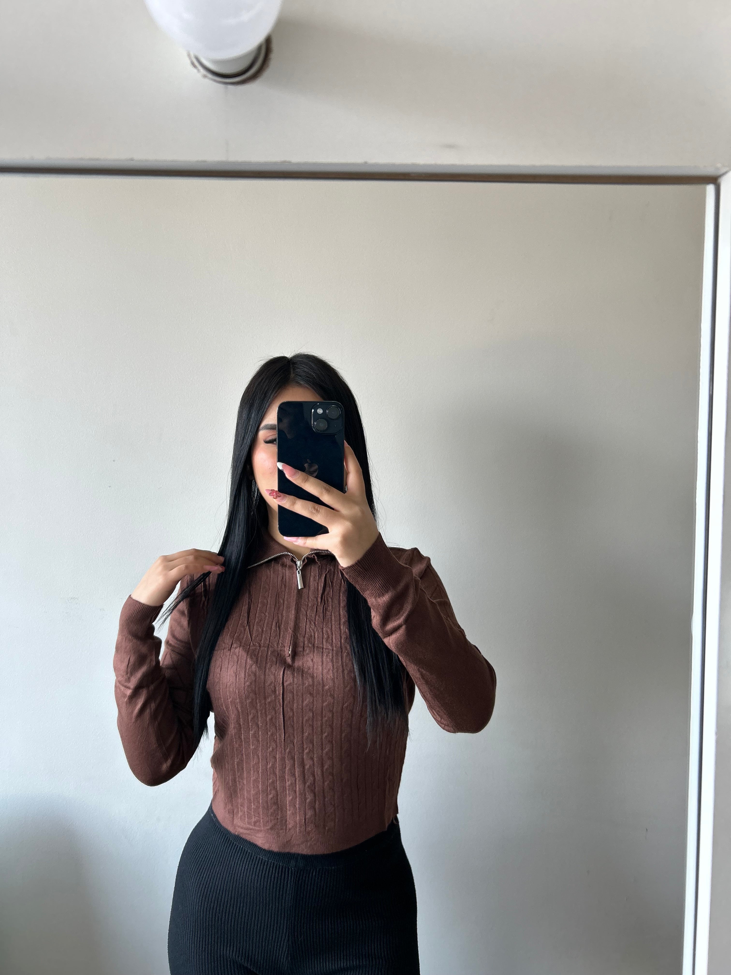 SWEATER TRENZADO CIERRE
